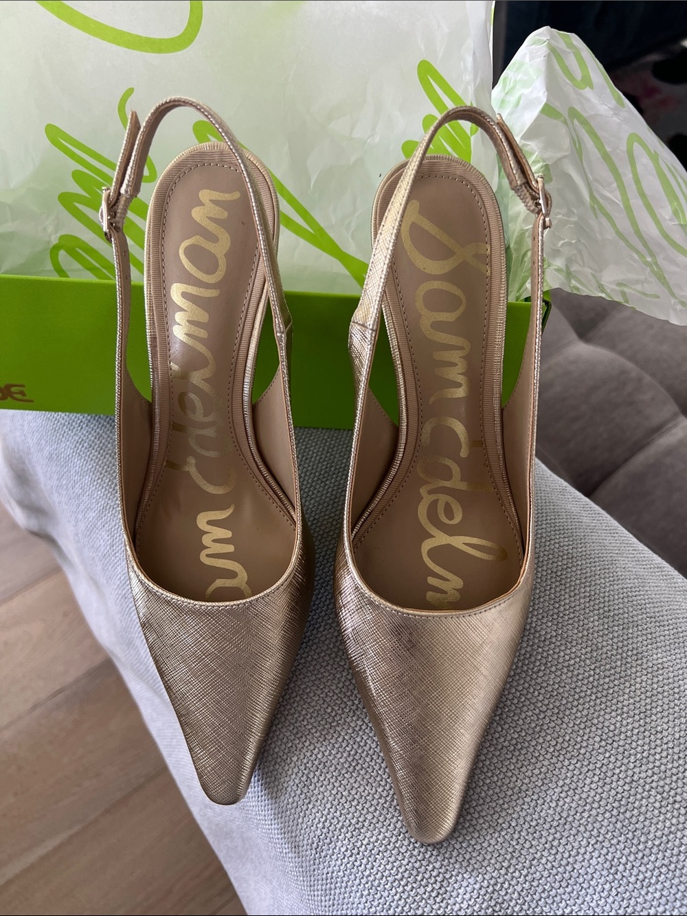 Sam Edelman Metallic Gold Slingback Pumps